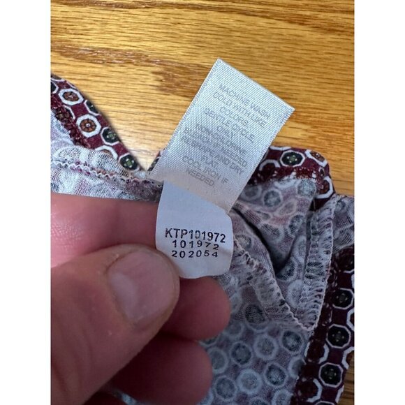 J Jill Wearever Layered Split Back Tunic Top Red Black Geo Print Stretch Size SP - Picture 9 of 10